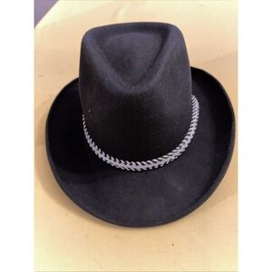 vtg artel western hat size 7 100% imported fur Long Oval Black With Hat Band